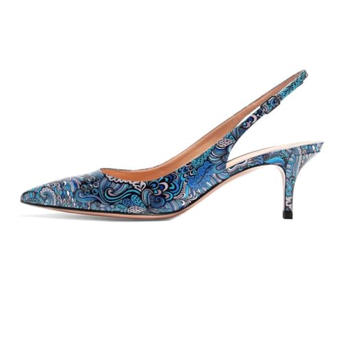 EDEFS Damen Pumps Mid Heel Spitze Zehen Slingback Schuhe Blumeblu Größe EU37 EDEFS Damen Pumps Mid Heel Spitze Zehen Slingback Schuhe Blumeblu Größe EU37 von EDEFS