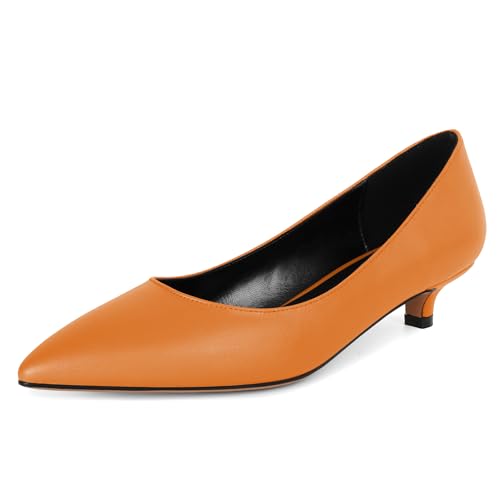 EDEFS Damen Pumps Modischer Kitten Heel 1.4 Inches Slip On Spitz Zulaufend & Geschlossene Zehe Ideal für Büro & Party Anlässe Orange EU40 EDEFS Damen Pumps Modischer Kitten Heel 1.4 Inches Slip On Spitz Zulaufend & Geschlossene Zehe Ideal für Büro & Party Anlässe Orange EU40 von EDEFS
