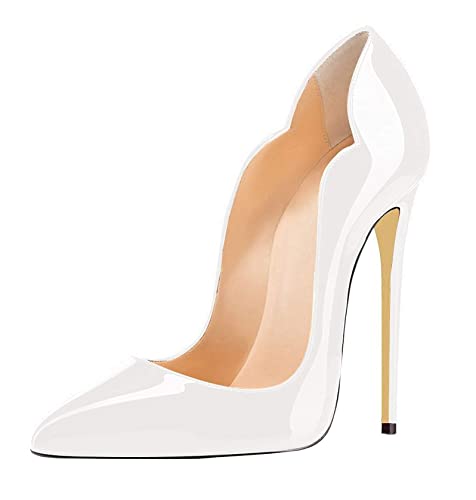EDEFS Damen Pumps Spitze Zehen High Heels Stiletto Hochzeitsschuhe Weiß EU36 von EDEFS