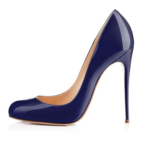 EDEFS Damen Pumps mit Stiletto Absatz 4.7 Inches Slip On Komfort Rund & Geschlossene Zehe Design für Modische Hochzeiten & Partys Marineblau EU39 von EDEFS