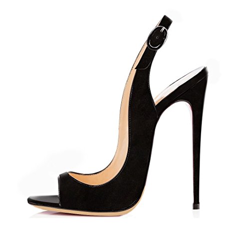 EDEFS Damen Riemchen Abend Sandaletten High Heels Pumps Slingbacks Peep Toes Party Schuhe Bequem,Suede Black EU41 EDEFS Damen Riemchen Abend Sandaletten High Heels Pumps Slingbacks Peep Toes Party Schuhe Bequem,Suede Black EU41 von EDEFS