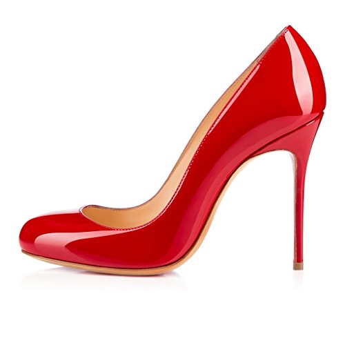 EDEFS Damen Runde Toe Geschlossene Pumps Stiletto High Heel für Damen Party Schuhe Rot Größe EU40 von EDEFS