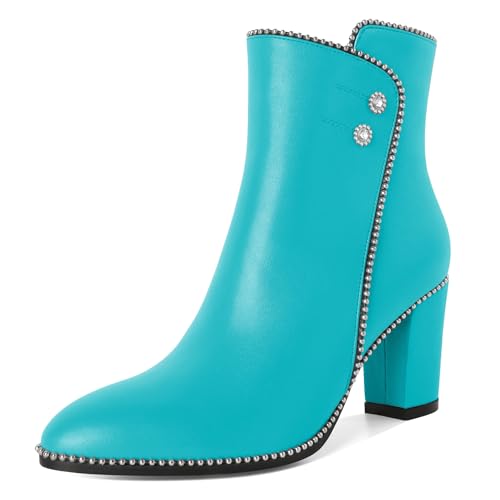 EDEFS Damen Runde Zehenkappe Blockabsatz 8 CM Hoch Absatz Stiefelette Reißverschluss Stiefel Türkis EU38 EDEFS Damen Runde Zehenkappe Blockabsatz 8 CM Hoch Absatz Stiefelette Reißverschluss Stiefel Türkis EU38 von EDEFS