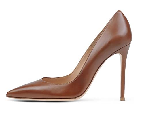 EDEFS Damen Schuhe Pumps High Heels Brautschuhe mit Stilettosabsatz Braun Größe EU38 von EDEFS