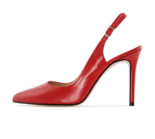 EDEFS Damen Slingback Pumps,High Heel Übergröße Schuhe,Elegant Stiletto Absatz Pumps Rot Größe EU44 von EDEFS