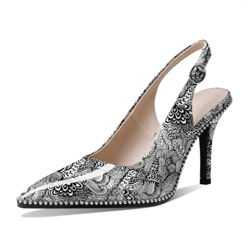 EDEFS Damen Slingback Pumps Spitze Zehen High Heels Bequeme Schuhe Floral Black Größe EU35 EDEFS Damen Slingback Pumps Spitze Zehen High Heels Bequeme Schuhe Floral Black Größe EU35 von EDEFS