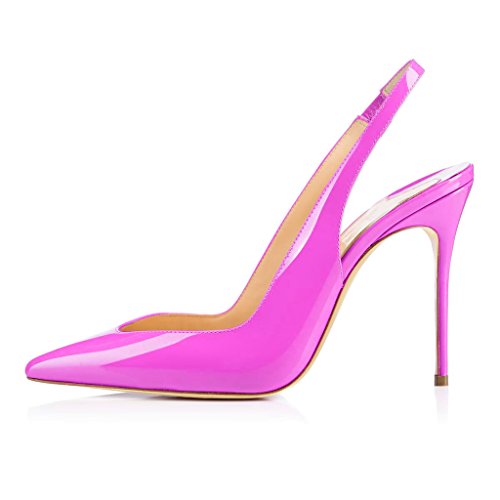 EDEFS Damen Slingback Pumps mit Stiletto Elegant Lackleder Spitze High-Heel Damenschuhe Rose Größe EU37 von EDEFS