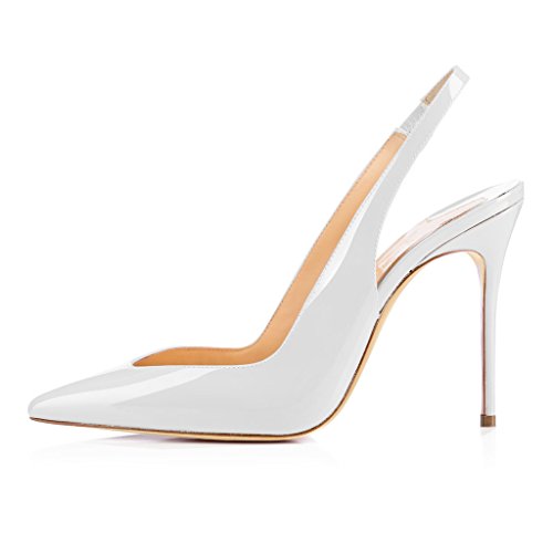 EDEFS Damen Slingback Pumps mit Stiletto Elegant Lackleder Spitze High-Heel Damenschuhe Weiß Größe EU45 EDEFS Damen Slingback Pumps mit Stiletto Elegant Lackleder Spitze High-Heel Damenschuhe Weiß Größe EU45 von EDEFS