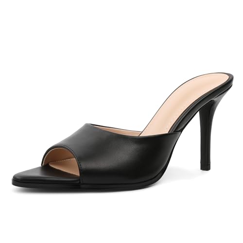 EDEFS Damen Sommer Offene Zehen Mesh Mules Schlupf 9 cm Stiletto High Heels Sandalen für Freizeit Party Hochzeit Mattschwarz EU42 EDEFS Damen Sommer Offene Zehen Mesh Mules Schlupf 9 cm Stiletto High Heels Sandalen für Freizeit Party Hochzeit Mattschwarz EU42 von EDEFS
