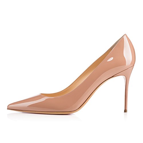 EDEFS Damen Spitz Pumps,Damen Fashion Pumps,Moderne Abendschuh Stilettos Beige Größe EU43 von EDEFS