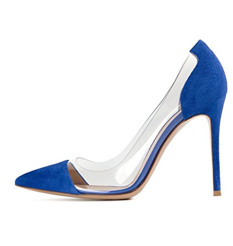 EDEFS Damen Spitz Zehe Stiletto Pumps Abendschuhe Hochzeitschuhe Brautschuhe Partyschuhe Blau Größe EU38 von EDEFS