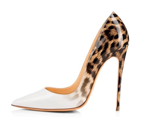 EDEFS Damen Spitze Zehe Schuhe 120mm High Heel Pumps Hohen Absätzen Abendschuhe White Größe EU39 von EDEFS