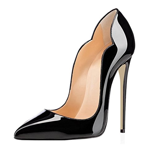 EDEFS Damen Spitze Zehe Schuhe 120mm High Heel Pumps Hohen Absätzen Geschlossen Abendschuhe Schwarz Größe EU35 von EDEFS