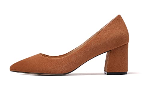 EDEFS Damen Spitze Zehen Kitten Heels 6,5CM Blockabsatz Pumps Klassische Kleid Büroschuhe Wildleder Braun Grün Größe EU39 EDEFS Damen Spitze Zehen Kitten Heels 6,5CM Blockabsatz Pumps Klassische Kleid Büroschuhe Wildleder Braun Grün Größe EU39 von EDEFS
