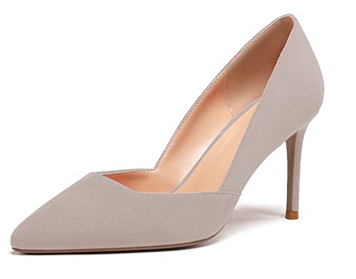 EDEFS Damen Spitze Zehen Pumps 8.5CM Hoch Stiletto Schuhe Modische D'orsay Schuhe Wildleder Beige Größe EU38 EDEFS Damen Spitze Zehen Pumps 8.5CM Hoch Stiletto Schuhe Modische D'orsay Schuhe Wildleder Beige Größe EU38 von EDEFS