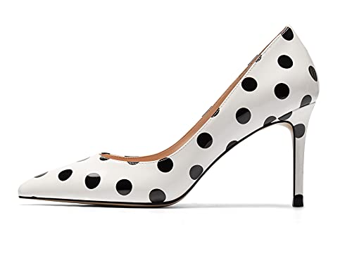 EDEFS Damen Spitzschuh Pumps mit hohem Absatz Verspieltes Stiletto Slip-on Kleid Date Schuhe Mit Tupfen Größe EU40 von EDEFS