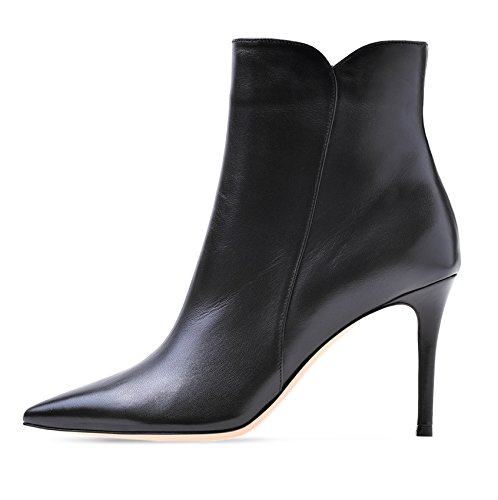 EDEFS Damen Stiefel,Kurzschaft Stiefeletten,Damen Ankle Boots,High Heels Schuhe mit Reißverschluss Schwarz Größe EU43 von EDEFS