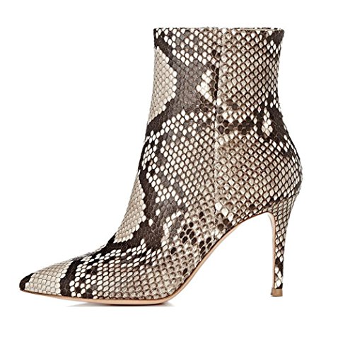 EDEFS Damen Stiefel,Kurzschaft Stiefeletten,Damen Ankle Boots,High Heels Schuhe mit Reißverschluss Snake Größe EU38 von EDEFS