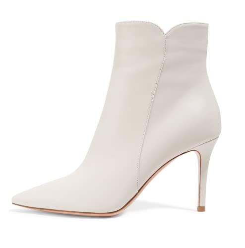 EDEFS Damen Stiefel,Kurzschaft Stiefeletten,Damen Ankle Boots,High Heels Schuhe mit Reißverschluss White Größe EU36 von EDEFS