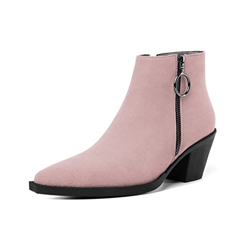 EDEFS Damen Stiefel Boots Blockabsatz Chunky Seitenreißverschluss Spitze Zehenkappe Winter Komfort Frauen Boots Rosa EU39 EDEFS Damen Stiefel Boots Blockabsatz Chunky Seitenreißverschluss Spitze Zehenkappe Winter Komfort Frauen Boots Rosa EU39 von EDEFS