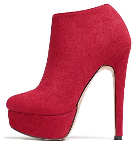 EDEFS Damen Stiefelette Ankle Boots mit 15CM Absatz High Heel Plateau Stiefel,Rot EU40 EDEFS Damen Stiefelette Ankle Boots mit 15CM Absatz High Heel Plateau Stiefel,Rot EU40 von EDEFS