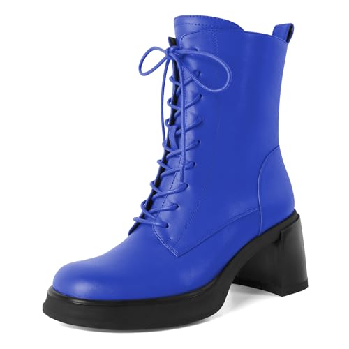 EDEFS Damen Stiefelette mit Runder Zehe und Plateau 2.7 Inch Block Heel Stiefel für Winter Bequemer Winterstiefel fürs Büro Königsblau EU37 EDEFS Damen Stiefelette mit Runder Zehe und Plateau 2.7 Inch Block Heel Stiefel für Winter Bequemer Winterstiefel fürs Büro Königsblau EU37 von EDEFS