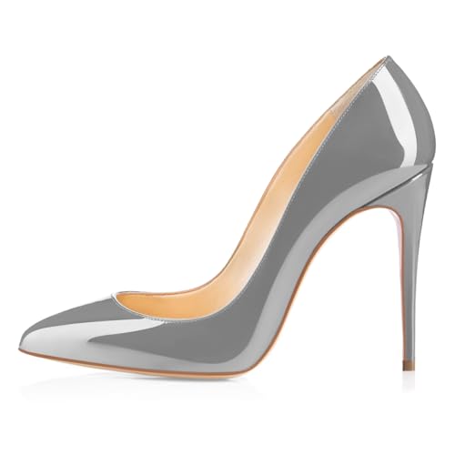 EDEFS Damen Stiletto High Heels Spitze Zehen Pumps Grau Größe EU40 von EDEFS