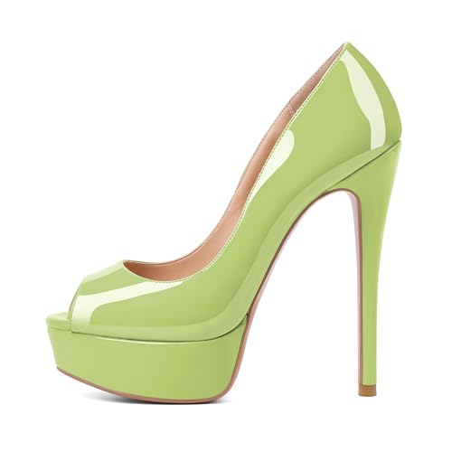 EDEFS Damen Stiletto High Heels mit 6 Zoll Plateau Peep Toe und Runder Zehenpartie Business und Abend Schick und Chic Hellgrün EU40 EDEFS Damen Stiletto High Heels mit 6 Zoll Plateau Peep Toe und Runder Zehenpartie Business und Abend Schick und Chic Hellgrün EU40 von EDEFS