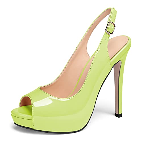 EDEFS Damen Stiletto Plateau High Heels Peep Toe Sandalen mit Absätzen Modisch und Komfortabel Heels für Party Lackleder Helle-Grün EU39 EDEFS Damen Stiletto Plateau High Heels Peep Toe Sandalen mit Absätzen Modisch und Komfortabel Heels für Party Lackleder Helle-Grün EU39 von EDEFS