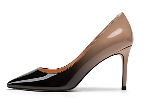 EDEFS Damen Stiletto Spitz Pumps Elegante High Heels Hochzeitsschuhe Schwarz Nude Größe EU39 von EDEFS