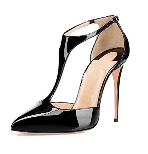 EDEFS Damen T-Spange Spitze Zehen Pumps Knöchelriemchen Schuhe mit Schnalle Größe EU35 von EDEFS