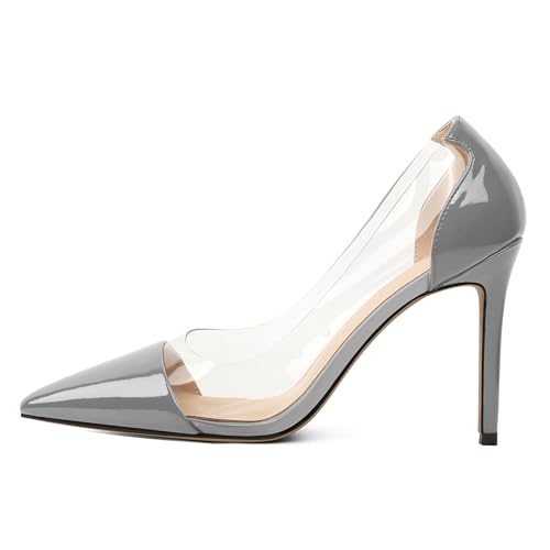 EDEFS Damenmode Pumps Transparent Klar PVC & Spitze Zehe 4 Zoll Stiletto Absatz Slip On Design Arbeitstreffen Hochzeit Gänge Party Nächte Grau EU39 EDEFS Damenmode Pumps Transparent Klar PVC & Spitze Zehe 4 Zoll Stiletto Absatz Slip On Design Arbeitstreffen Hochzeit Gänge Party Nächte Grau EU39 von EDEFS
