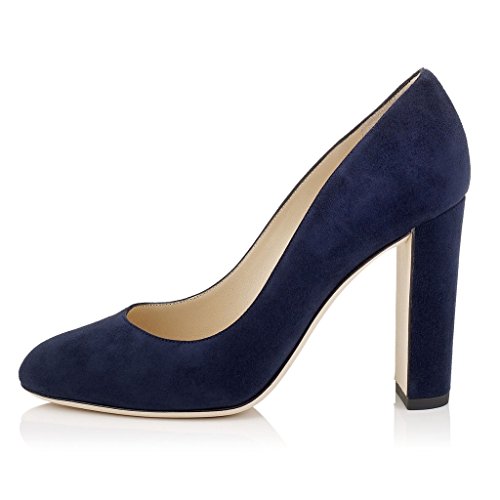 EDEFS Damenschuhe Geschlossene Pumps mit Blockabsatz Blau Größe EU39 von EDEFS