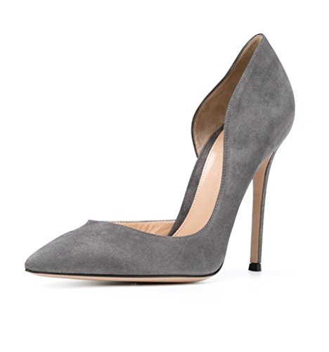 EDEFS Damenschuhe High Heels Spitze Toe Mehrfarbig Cut Out Stiletto Pumps Grau Größe EU39 von EDEFS
