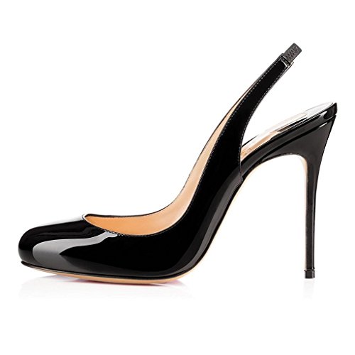 EDEFS Damenschuhe Runden Zehe Slingback High Heels Pumps Partei Schuhe Schwarz Größe EU39 von EDEFS