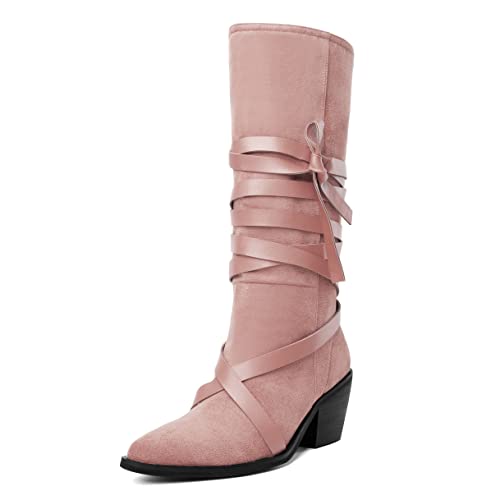 EDEFS Damenstiefel mit spitzer Zehe Hunderte von trendigen Springerstiefeln Rosa EU40 von EDEFS