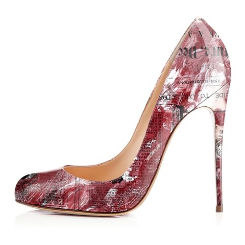 EDEFS Elegante Damen Pumps Stiletto Heel Slip On Runde Zehe Geschlossene Zehe 4.7" Hoch Geeignet für Mode Hochzeit & Party Zeitungsrot EU36 von EDEFS