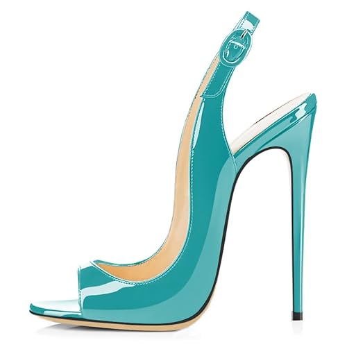 EDEFS Elegante Sandalen für Frauen mit Stilettoabsatz 4,7 Inches Offene & Runde Zehe Verstellbarer Schnallenriemen Ideal für Modische Partys Türkis EU36 EDEFS Elegante Sandalen für Frauen mit Stilettoabsatz 4,7 Inches Offene & Runde Zehe Verstellbarer Schnallenriemen Ideal für Modische Partys Türkis EU36 von EDEFS