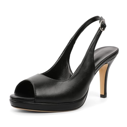 EDEFS Frauen Peep-Toe Plateau Slingback Pumps 9 cm High Heel Stiletto Absätze Stilvolle für Hochzeitsfeier & Casual Anlässe Mattschwarz EU36 EDEFS Frauen Peep-Toe Plateau Slingback Pumps 9 cm High Heel Stiletto Absätze Stilvolle für Hochzeitsfeier & Casual Anlässe Mattschwarz EU36 von EDEFS