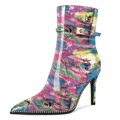 EDEFS Frauen Spitze Zehe Stiefeletten Stilettos Hoher Heel 9.5 CM Heels Zeitung Rosa EU39 von EDEFS