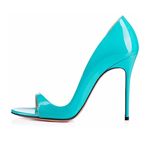 EDEFS Frauen Übergröße Damenschuhe Mehrfarbig Peep-Toe High Heels Pumps mit Stilettos Blau Größe EU40 von EDEFS