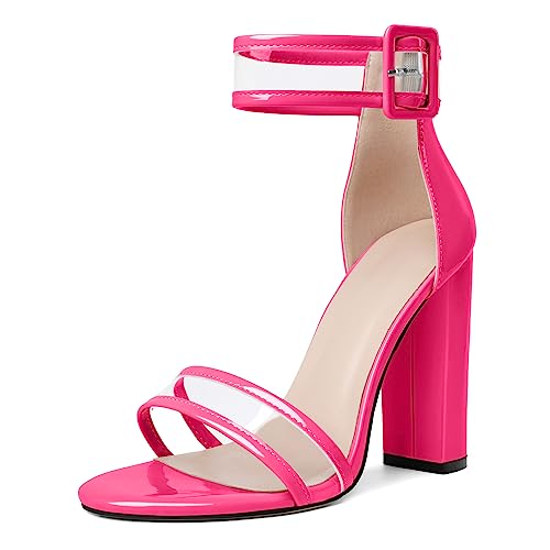 EDEFS Frauen hochhackigen Sandalen Schnalle klobig hochhackigen Absätzen einfachen Stil Pink EU41 von EDEFS