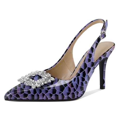 EDEFS Funkelnde Kristall Slingback Pumps Damen 9 cm High Heel Spitzenschuh Schuhe für glamouröse Hochzeitsnächte Stylische Partys und Selbstbewusste Arbeitstage Glänzend Violett EU37 EDEFS Funkelnde Kristall Slingback Pumps Damen 9 cm High Heel Spitzenschuh Schuhe für glamouröse Hochzeitsnächte Stylische Partys und Selbstbewusste Arbeitstage Glänzend Violett EU37 von EDEFS
