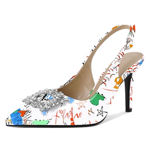 EDEFS Funkelnde Kristall Slingback Pumps Damen 9 cm High Heel Spitzenschuh Schuhe für glamouröse Hochzeitsnächte Stylische Partys und Selbstbewusste Arbeitstage Graffiti Weiß EU37 EDEFS Funkelnde Kristall Slingback Pumps Damen 9 cm High Heel Spitzenschuh Schuhe für glamouröse Hochzeitsnächte Stylische Partys und Selbstbewusste Arbeitstage Graffiti Weiß EU37 von EDEFS