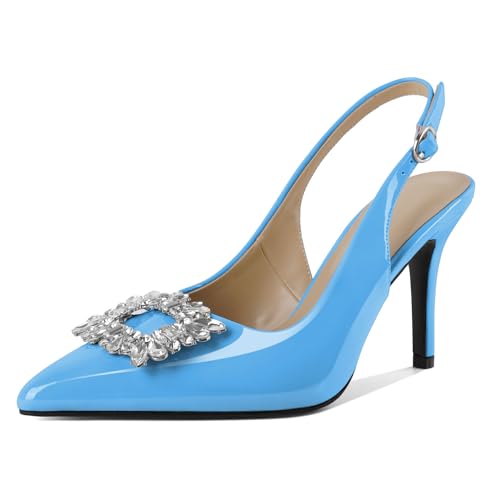 EDEFS Funkelnde Kristall Slingback Pumps Damen 9 cm High Heel Spitzenschuh Schuhe für glamouröse Hochzeitsnächte Stylische Partys und Selbstbewusste Arbeitstage Hellblau EU37 EDEFS Funkelnde Kristall Slingback Pumps Damen 9 cm High Heel Spitzenschuh Schuhe für glamouröse Hochzeitsnächte Stylische Partys und Selbstbewusste Arbeitstage Hellblau EU37 von EDEFS