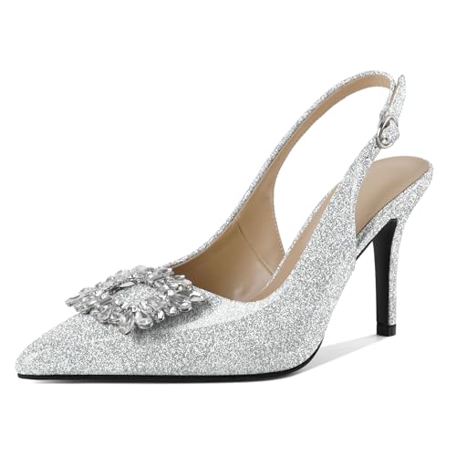 EDEFS Funkelnde Kristall Slingback Pumps Damen 9 cm High Heel Spitzenschuh Schuhe für glamouröse Hochzeitsnächte Stylische Partys und Selbstbewusste Arbeitstage Silber EU37 EDEFS Funkelnde Kristall Slingback Pumps Damen 9 cm High Heel Spitzenschuh Schuhe für glamouröse Hochzeitsnächte Stylische Partys und Selbstbewusste Arbeitstage Silber EU37 von EDEFS