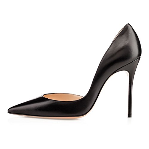 EDEFS High Heels Spitze Zehen Damenschuhe Geschlossene Slip on Pumps Büro-Dame Club Party Hochzeit Schwarz Größe EU39 von EDEFS