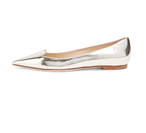 EDEFS Klassische Damen Ballerinas Metallic Glitzer Flats Party Schuhe Silber Größe EU39 von EDEFS