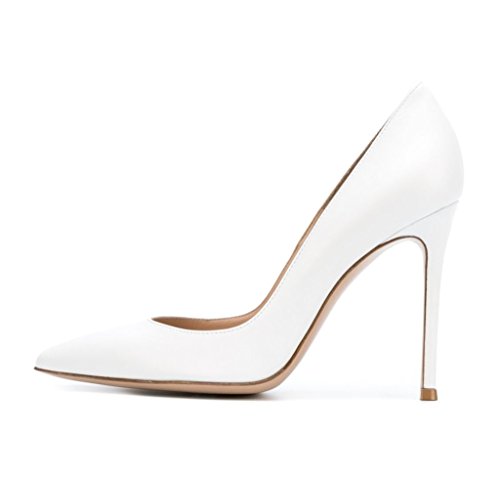 EDEFS Klassische Damen Pumps Stilettos Spitze Zehen Abendschuhe Brautschuhe Weiß Größe EU36 von EDEFS