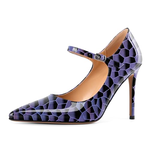 EDEFS Luxus Mary Jane Pumps Damen 4 Zoll Stilettoabsatz mit Spitzenschuh & Hochwertigem Lackleder für Mode Events Glänzend Violett EU43 EDEFS Luxus Mary Jane Pumps Damen 4 Zoll Stilettoabsatz mit Spitzenschuh & Hochwertigem Lackleder für Mode Events Glänzend Violett EU43 von EDEFS